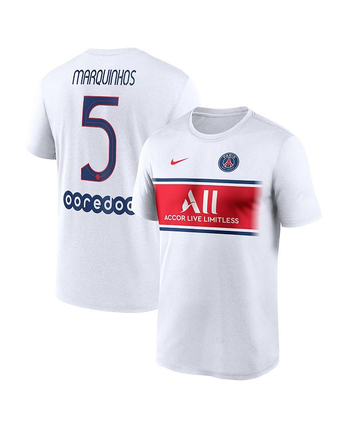 Nike Men's Marquinhos White Paris Saint-Germain Name and Number Fan Top ...