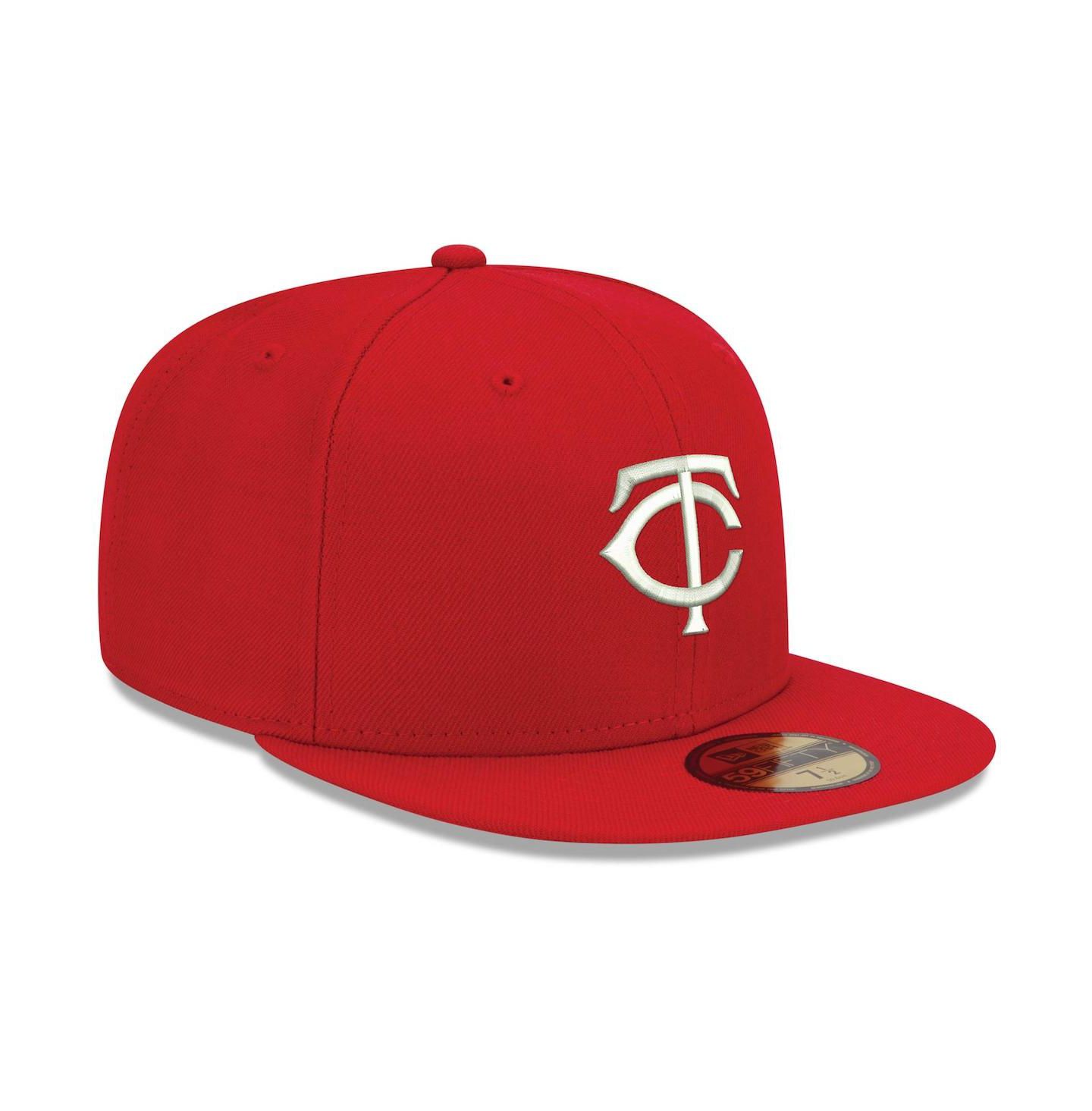Мужская кепка New Era Red Minnesota Twins Logo White 59FIFTY Fitted Hat — фото 4