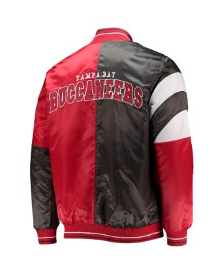 Men's Red, Black Tampa Bay Buccaneers Leader Varsity Satin Full-Snap Jacket