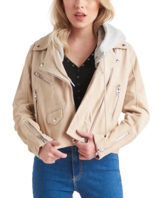 petite faux suede biker jacket