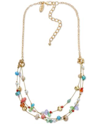 Photo 1 of Style & Co Gold-Tone Mixed Bead Layered Necklace, 18" + 3" extender, Created for Macy's