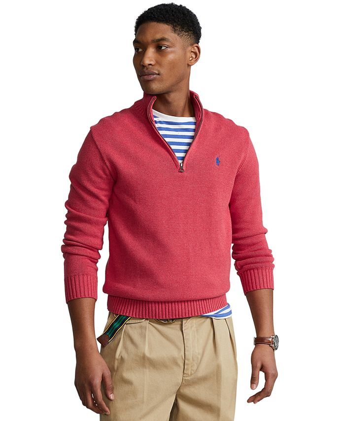 Polo Ralph Lauren Cotton Quarter-zip Sweater - Macy's