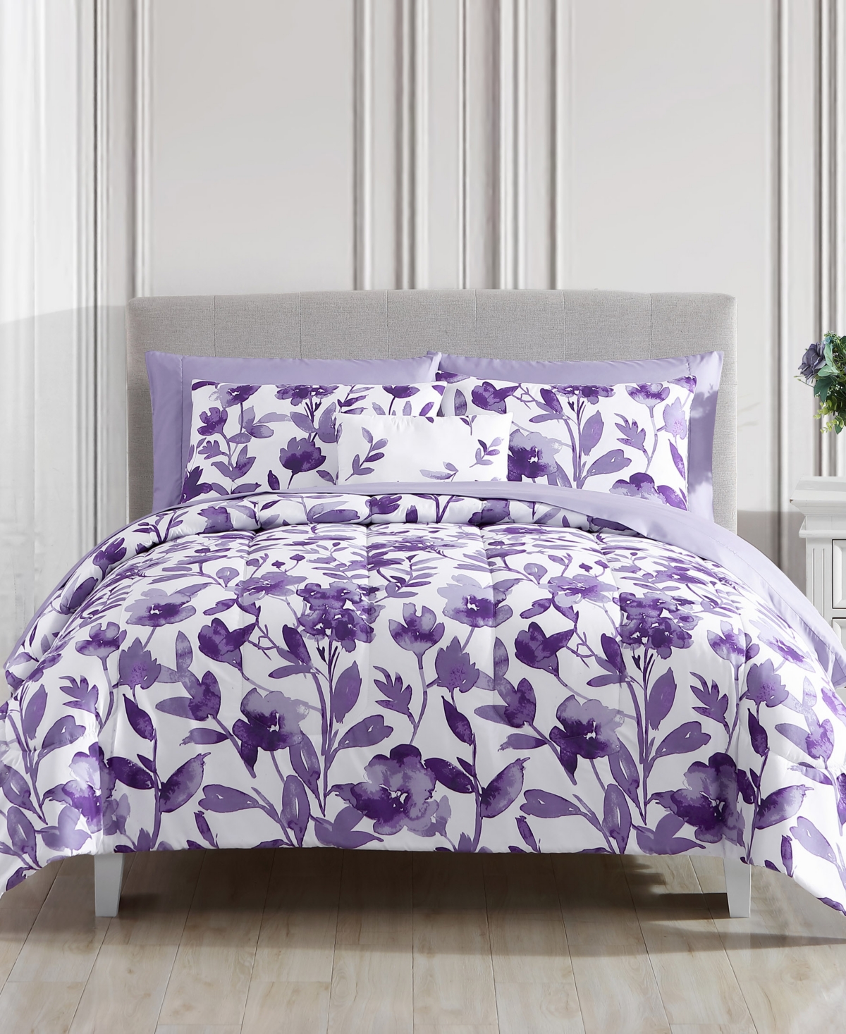 Hallmart Collectibles Kristen Reversible 12-pc. California King Comforter Set Bedding In Lavender