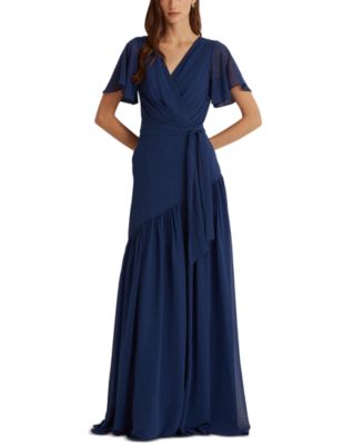 Lauren Ralph Lauren Crinkled Georgette Gown - Macy's