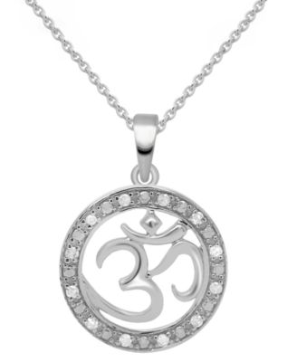 Macy's - Diamond Om Symbol 18" Pendant Necklace (1/10 ct. t.w.)