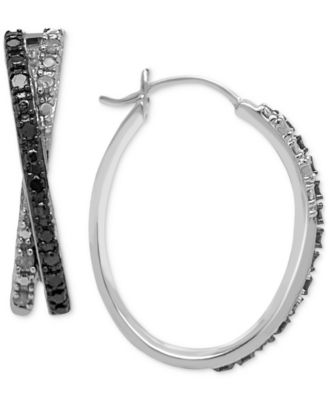 macy's black diamond hoop earrings