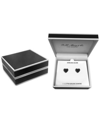 Black Diamond Pav&eacute; Heart Stud Earrings (1/6 ct. t.w.) in Sterling Silver