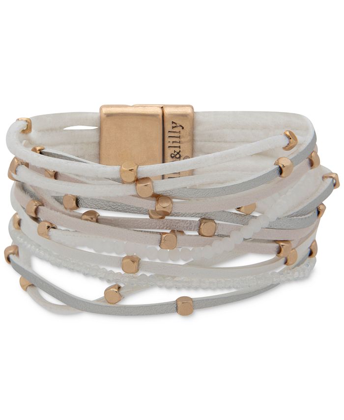 lonna & lilly Beaded Leather Cord Multi-Row Bracelet Collection - Macy's