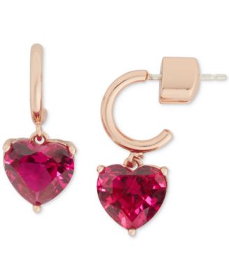 kate spade new york - Gold-Tone Heart Charm Huggie Hoop Earrings