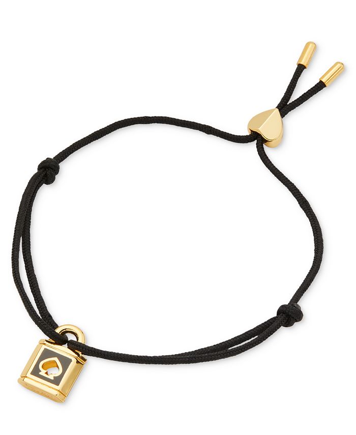 kate spade new york Gold-Tone Spade Lock Black Slider Bracelet & Reviews -  Bracelets - Jewelry & Watches - Macy's