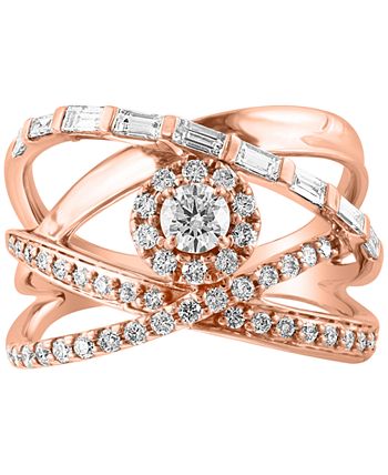 EFFY Collection - Diamond Openwork Crossover Statement Ring (7/8 ct. t.w.) in 14k Rose Gold