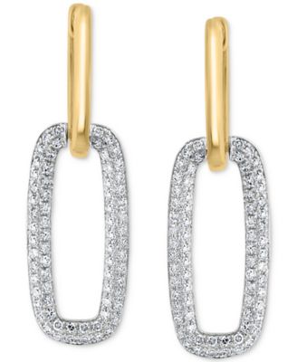 EFFY&reg; Diamond Pav&eacute; Link Drop Earrings (5/8 ct. t.w.) in 14k White and Yellow Gold 