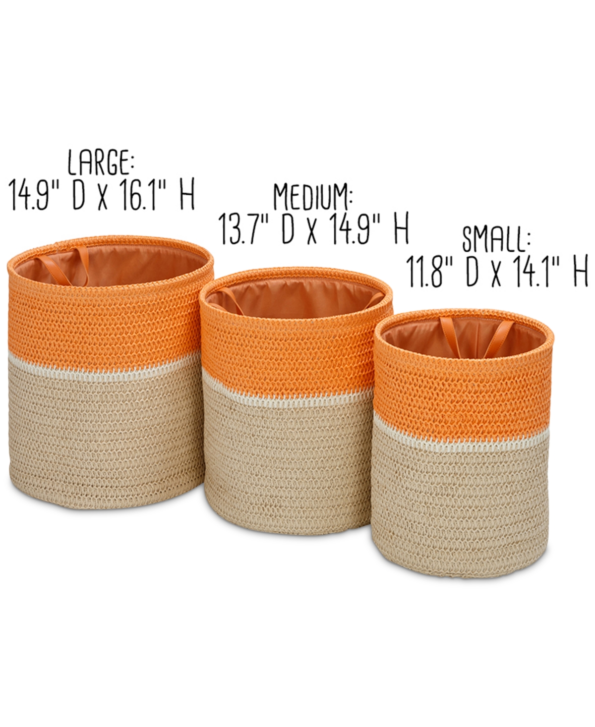Honey Can Do Paper Straw Nesting Baskets With Handles, Set Of 3 In Natural