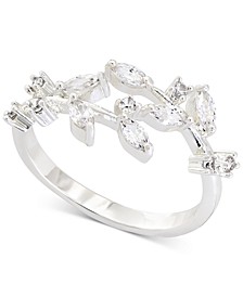 Silver-Tone Marquise-Crystal Leaf Band Ring, Created for Macy's