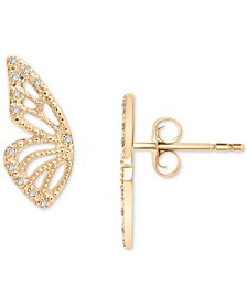 Diamond Butterfly Wing Stud Earrings (1/20 ct. t.w.) in 14k Gold, Created for Macy's