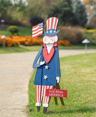 Wooden Patriotic Uncle Sam Yard Stake or Wall Decor or Porch Decor Kd, Three Function, 36"