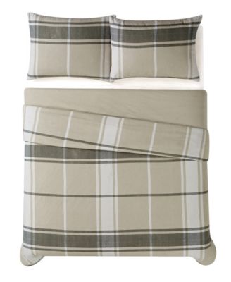 Preston Plaid 3 Piece Flannel Comforter Set, King