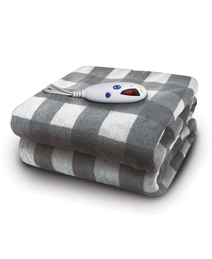 Biddeford Velour Sherpa Electric Throw with Digital Controller Macy's