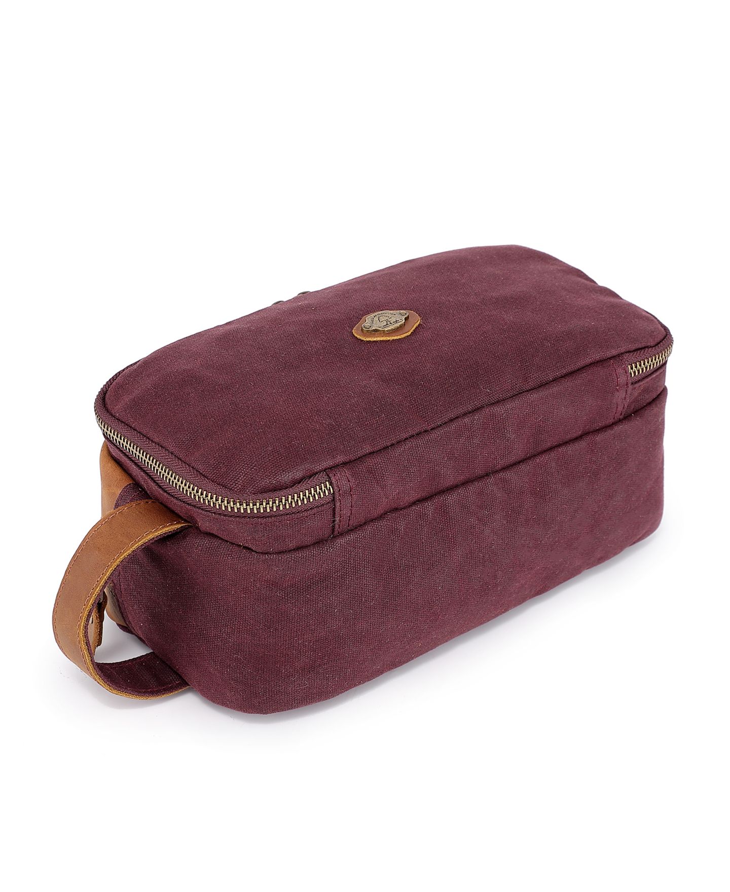 Женский несессер TSD BRAND Turtle Ridge Waxed Canvas Toiletry Bag, цвет: Бордовый — фото 8