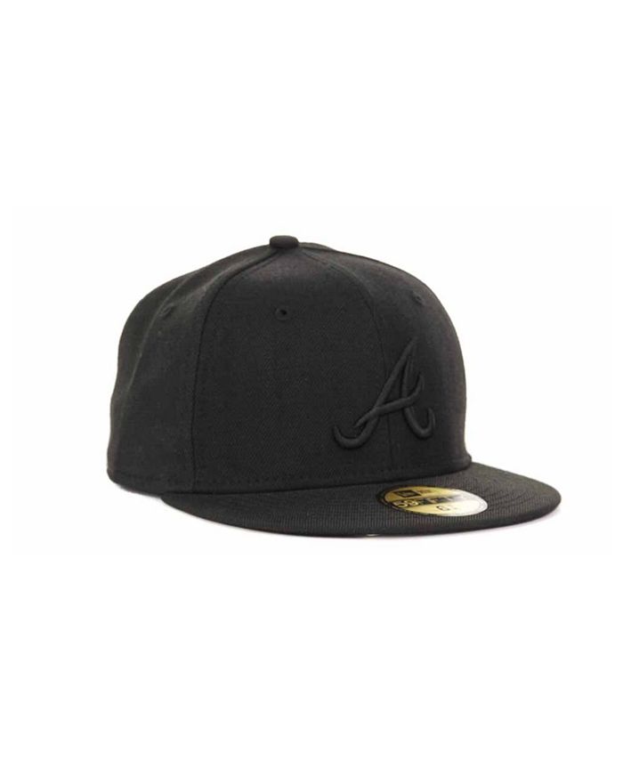 New Era Kids' Atlanta Braves MLB Black on Black Fashion 59FIFTY Cap ...