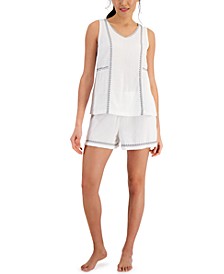 Women's Cotton Gauze Tank Top & Shorts Pajama Set, Created for Macy's