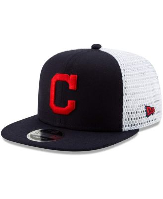 Men's New Era Navy, White Cleveland Indians Mesh Fresh 9FIFTY