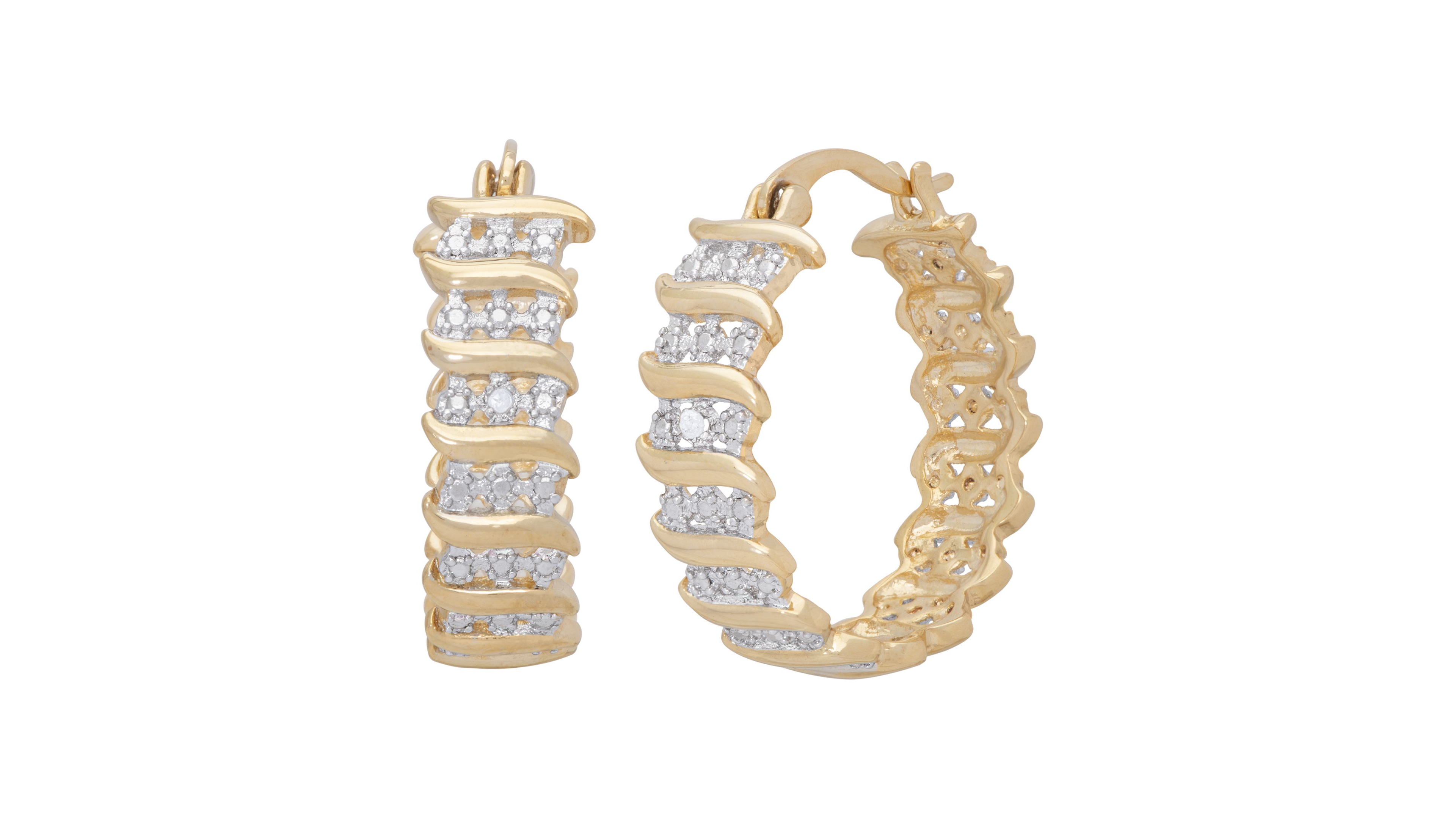 Diamond Accent "S" Hoop Earrings