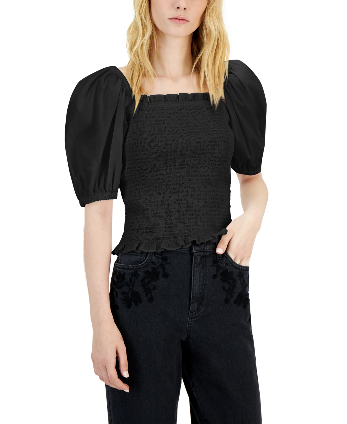 Inc International Concepts Women's Puff-sleeve Smocked Top