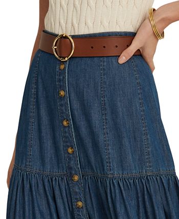 Lauren Ralph Lauren Denim Tiered Maxi Skirt & Reviews - Skirts - Women -  Macy's
