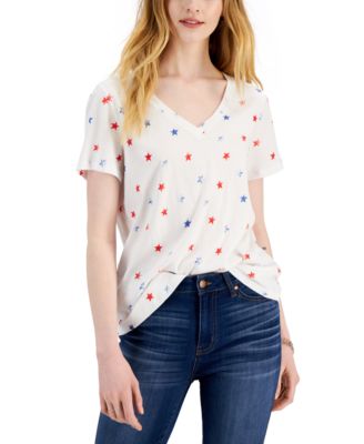 Style & Co - Petite Star-Print Cotton T-Shirt, Created for Macy's
