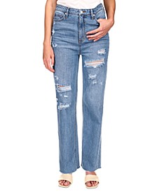 Flashback Cotton Wide-Leg Ripped Jeans