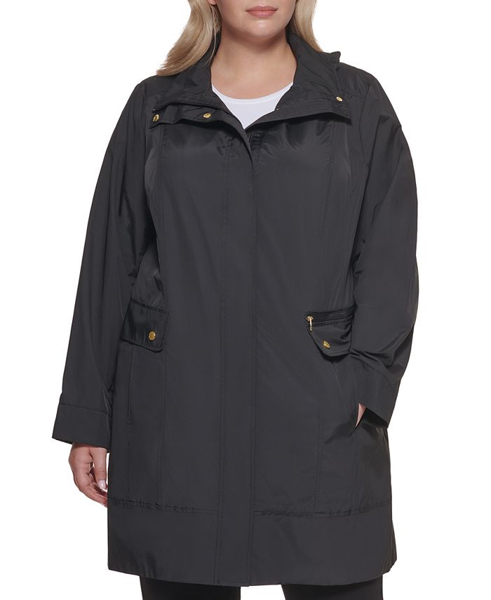 Cole Haan Plus Size Packable Water-Resistant Raincoat - Macy's