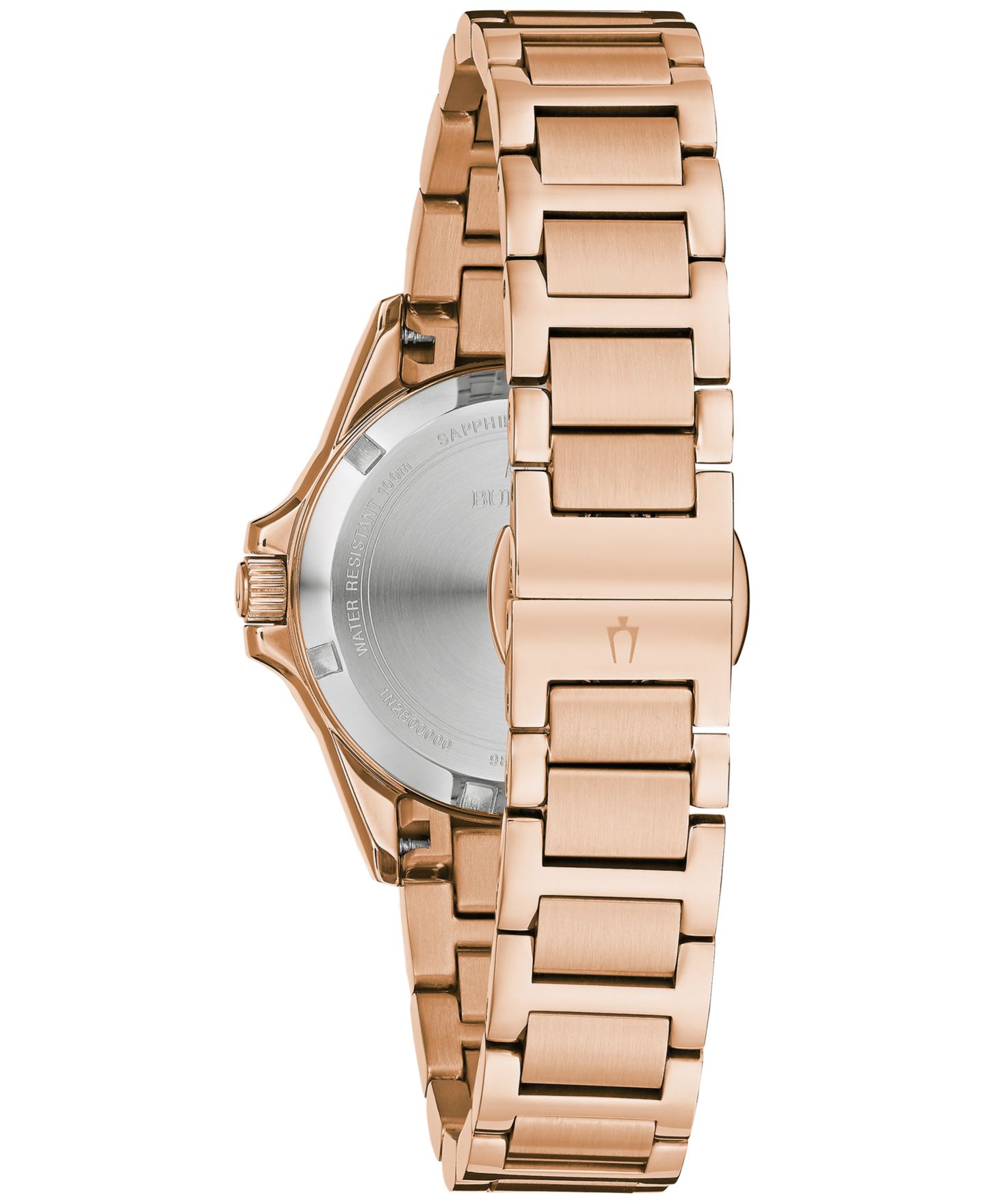 Женские часы Bulova Marine Star Diamond (1/10 ct. t.w.) Rose Gold-Tone Stainless Steel Bracelet Watch 32mm — фото 3