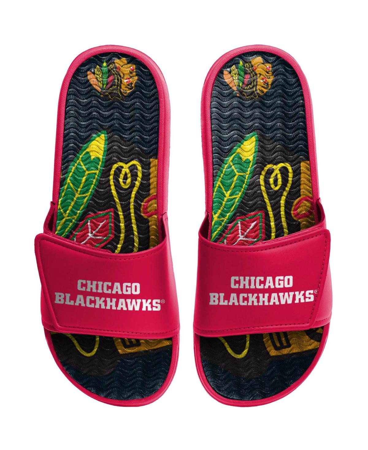 Men's Foco Chicago Blackhawks Wordmark Gel Slide Sandals - Black