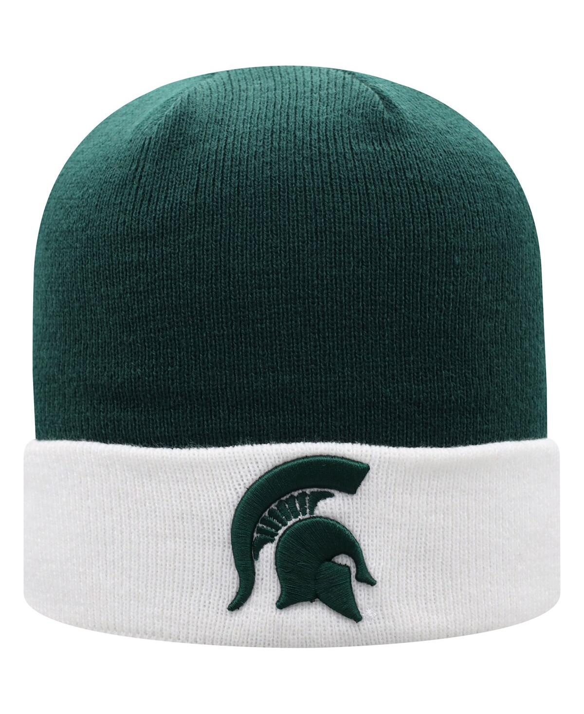 Top Of The World Men's  Green, White Michigan State Spartans Core 2-tone Cuffed Knit Hat In Green,white