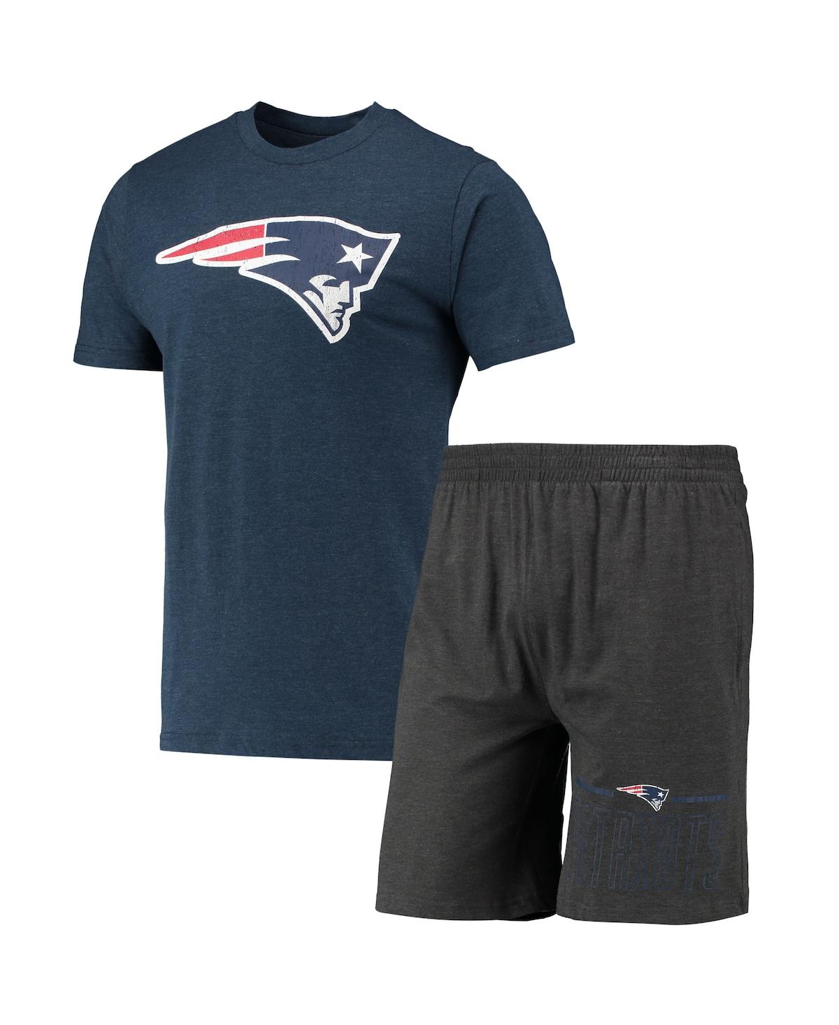 Concepts Sport Men's  Charcoal, Navy New England Patriots Meter T-shirt And Shorts Sleep Set In Charcoal,navy