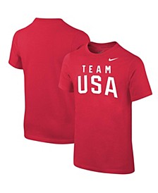 Youth Boys Red Team USA Logo Wordmark Core T-shirt