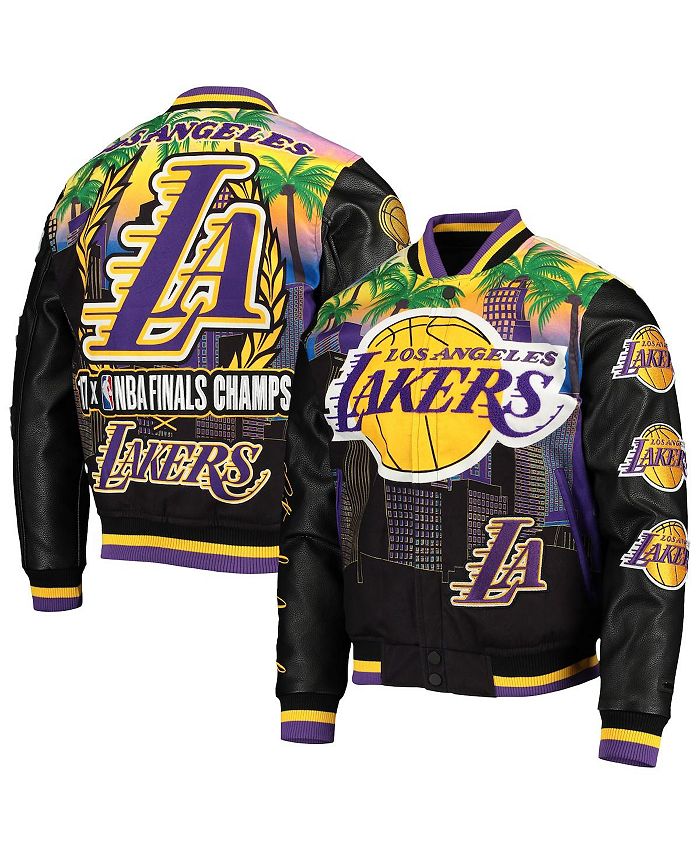 Maker of Jacket Fashion Jackets Black Red Los Angeles Lakers NBA Block Leather
