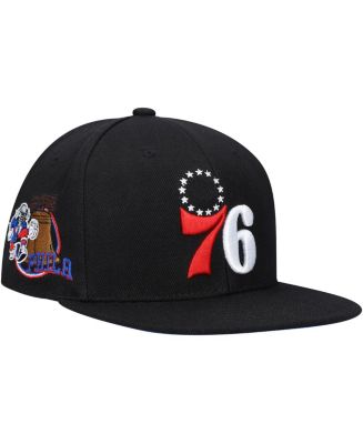 Mitchell & Ness Men's Black Philadelphia 76ers Custom Patch Snapback ...