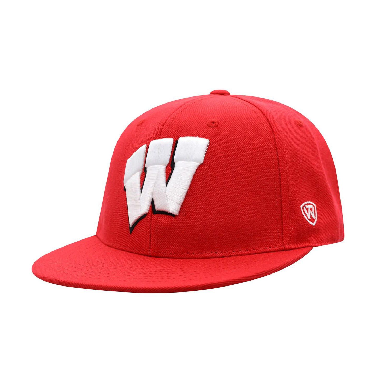 Мужская кепка Top of the World Red Wisconsin Badgers Team Color Fitted Hat — фото 2