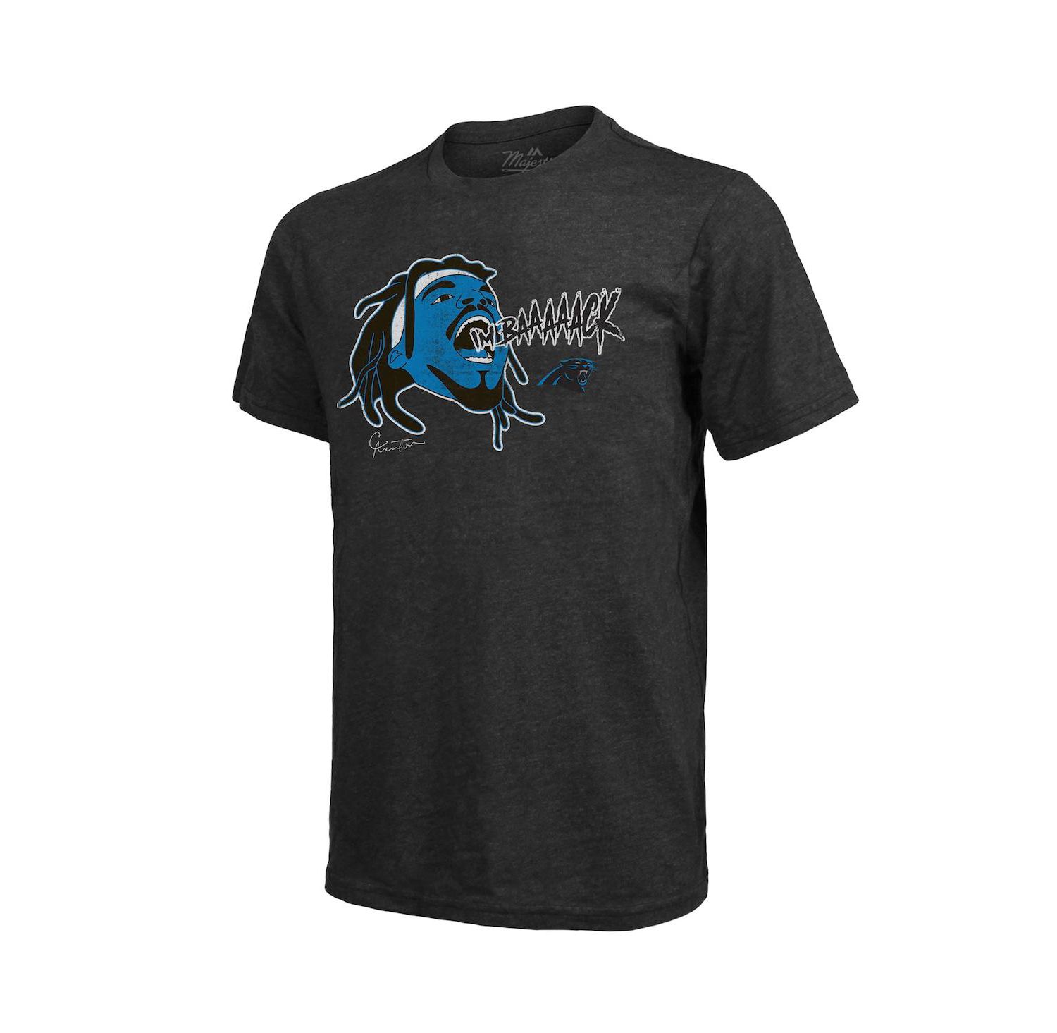 Men's Threads Cam Newton Black Carolina Panthers Tri-Blend Player Graphic T-shirt