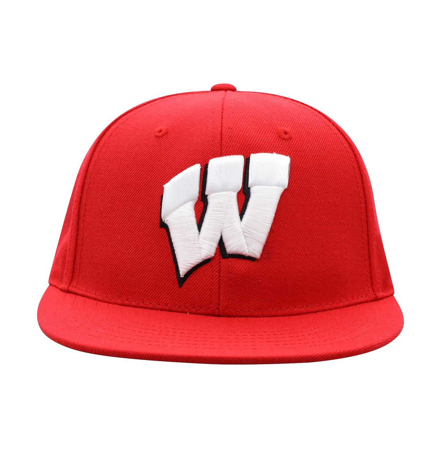 Мужская кепка Top of the World Red Wisconsin Badgers Team Color Fitted Hat — фото 3