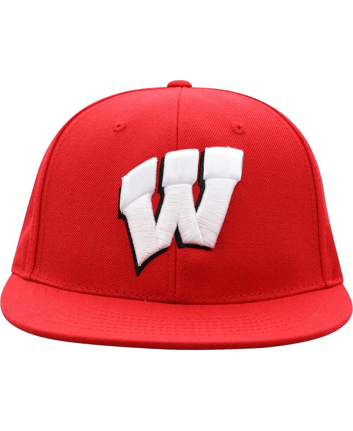 Men's Top of the WorldWisconsin Badgers Team Color Fitted Hat - Red