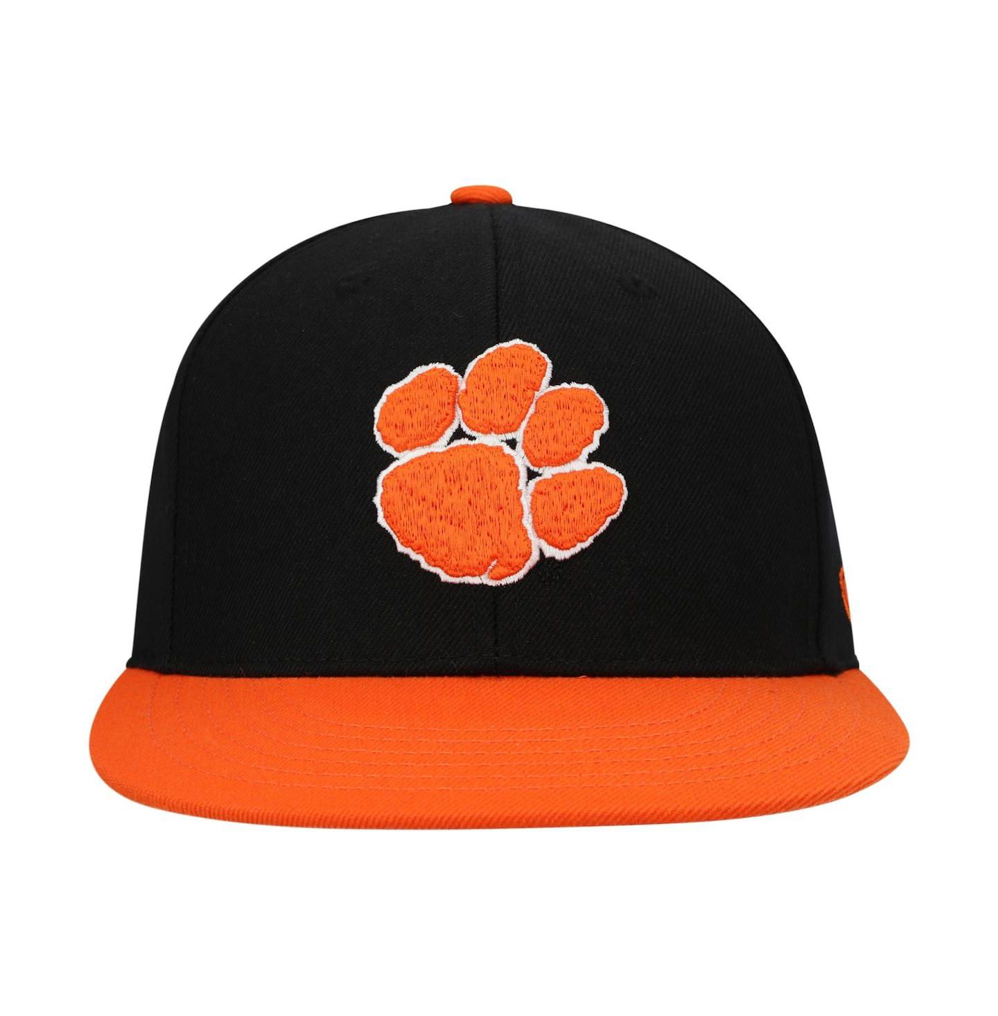 Мужская кепка Top of the World Black, Orange Clemson Tigers Team Color Two-Tone Fitted Hat — фото 3