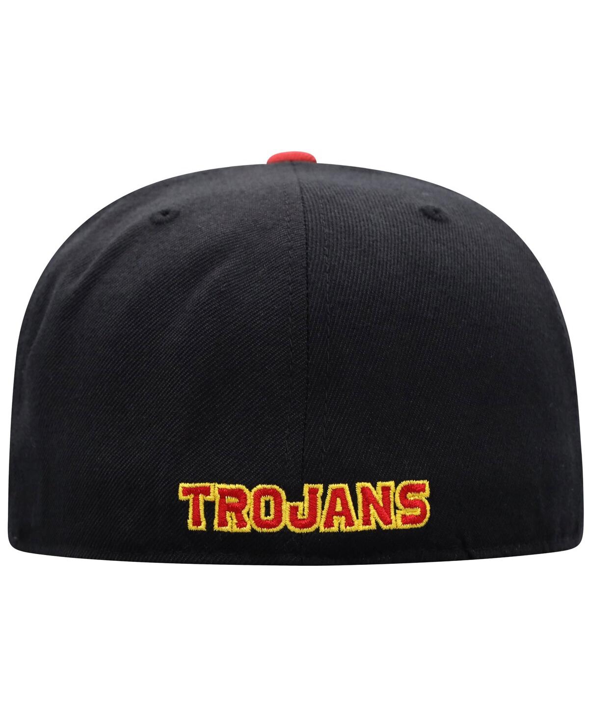 Top Of The World Men's  Black And Cardinal Usc Trojans Team Color Two-tone Fitted Hat In Black,cardinal