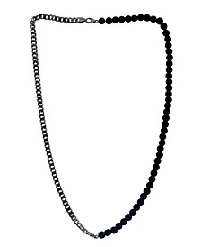 EFFY® Men's Onyx Bead & Cable Link 22" Necklace in Black Ruthenium-Plated Sterling Silver