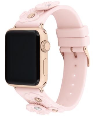 COACH Women's Tea Rose Blush Rubber 38/40/41mm Apple Watch Band