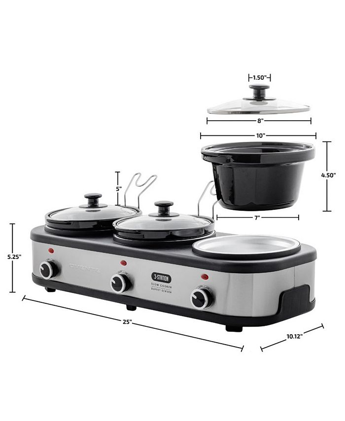 OVENTE Stainless Steel Triple Slow Cooker Buffet Server Macy's