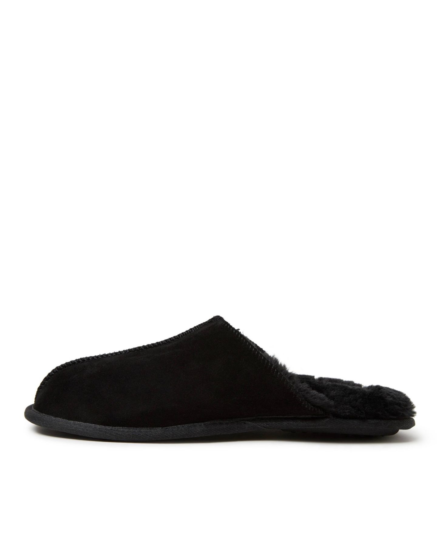 Мужские тапочки Dearfoams Bradford Genuine Suede Scuff House Slipper, цвет: Чёрный — фото 12