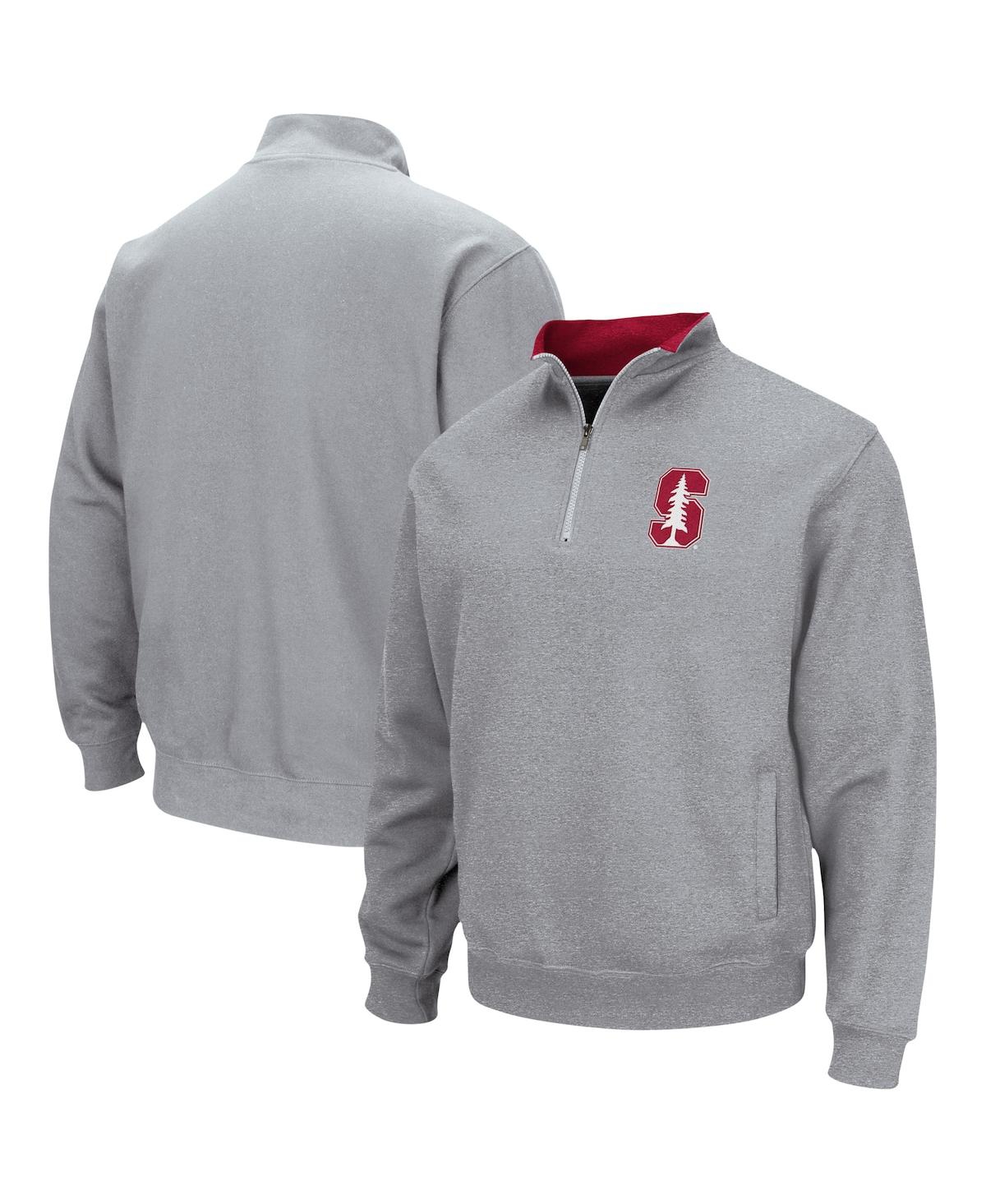 Men's Colosseum Heathered Gray Stanford Cardinal Tortugas Team Logo Quarter-Zip Jacket - Heathered Gray